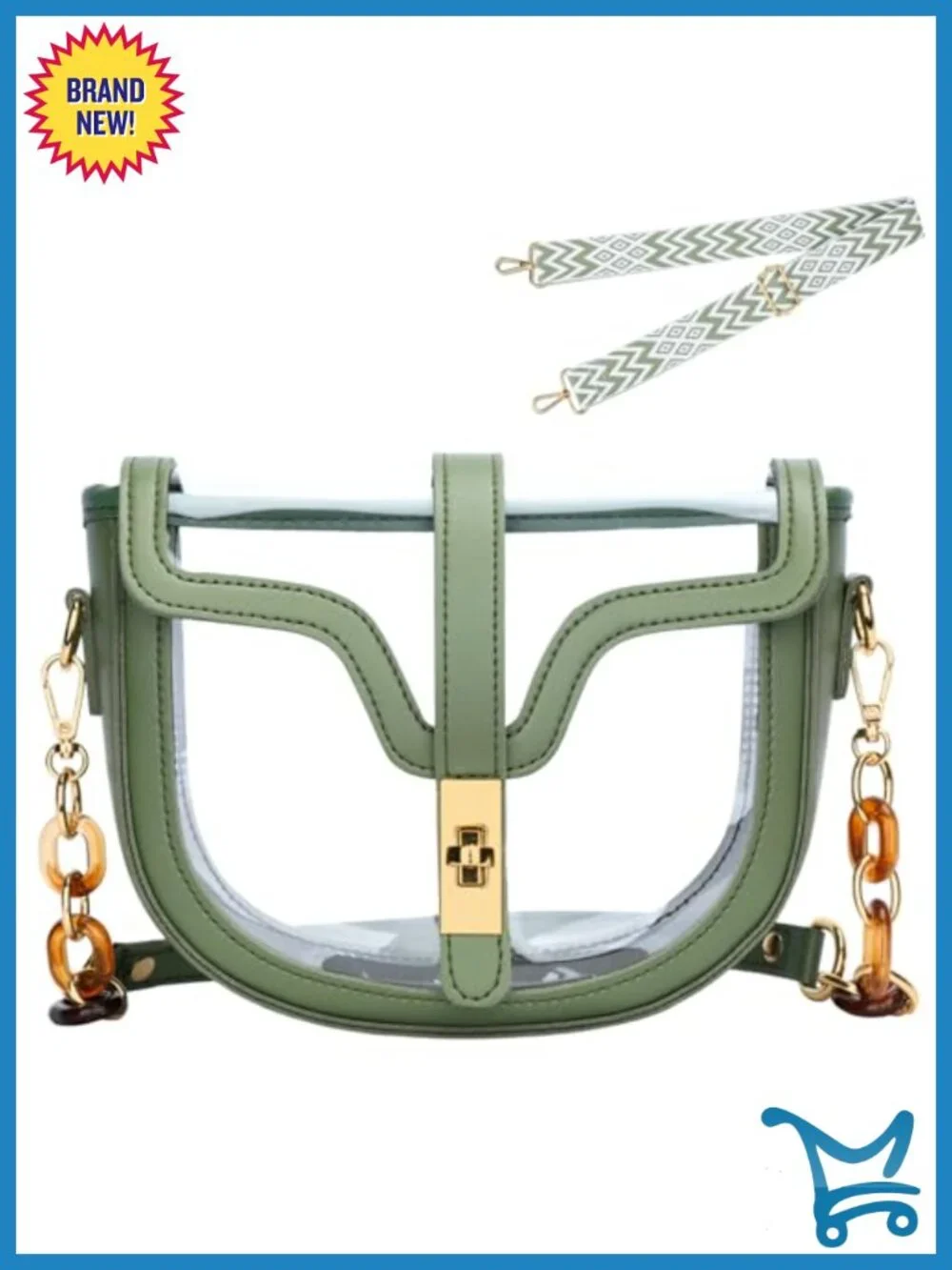 Clear Crossbody Purse Stadium Approved Women Transparent Shoulder Bag 2 Straps